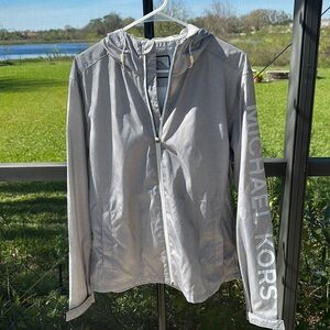 Michael Kors gray Hooded wind/rain Jacket medium nwot
